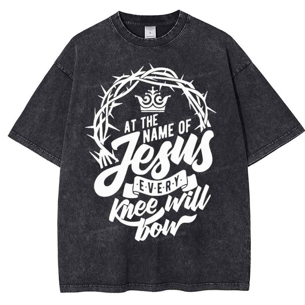 At The Name Of Jesus Every Knee Will Bow Snowflake Vintage Washed T-Shirt
