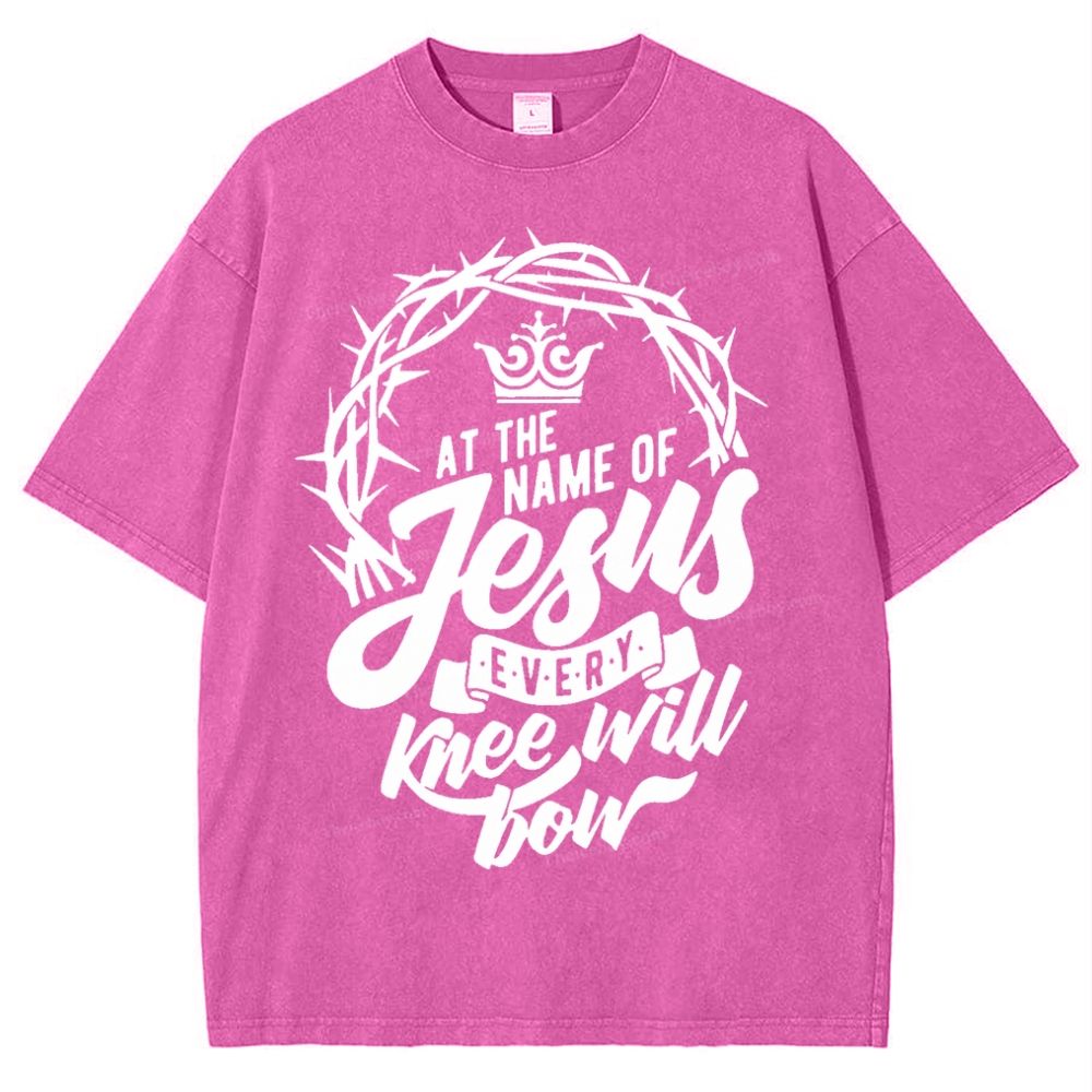 At The Name Of Jesus Every Knee Will Bow Snowflake Vintage Washed T-Shirt