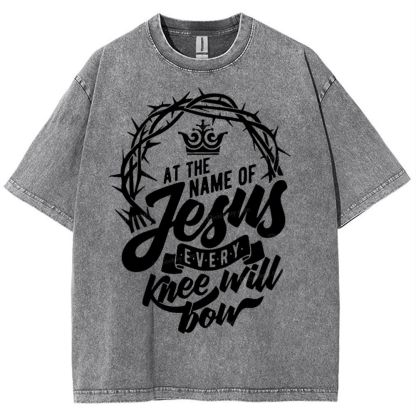 At The Name Of Jesus Every Knee Will Bow Snowflake Vintage Washed T-Shirt