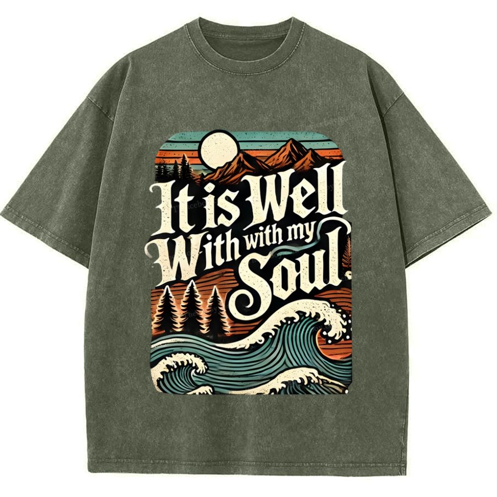 It Is Well With With My Soul Snowflake Vintage Washed T-Shirt