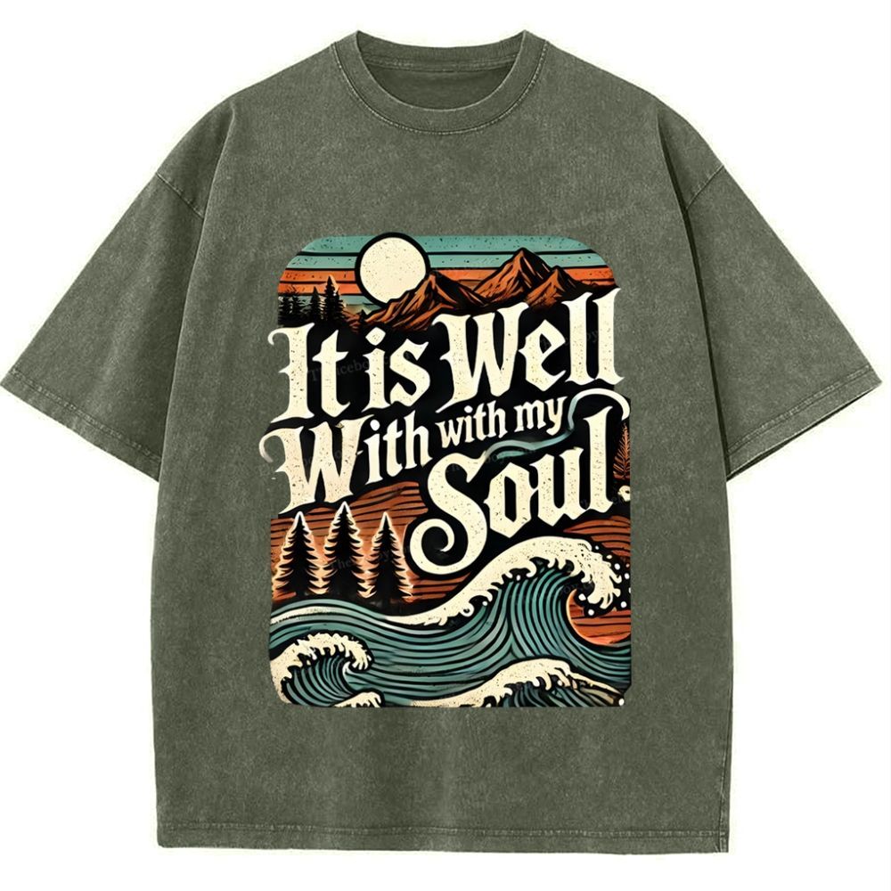 It Is Well With With My Soul Snowflake Vintage Washed T-Shirt