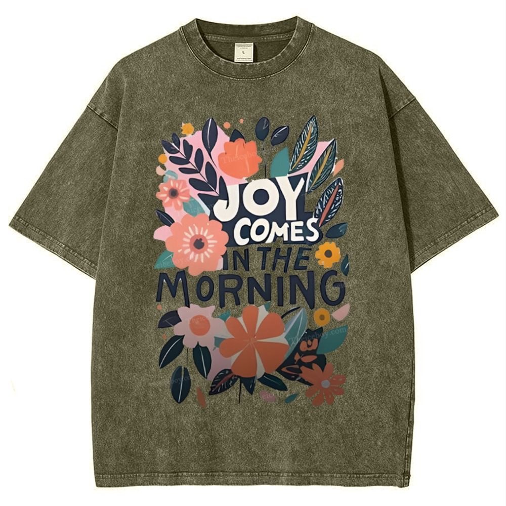 Joy Comes In The Morning Snowflake Vintage Washed T-Shirt