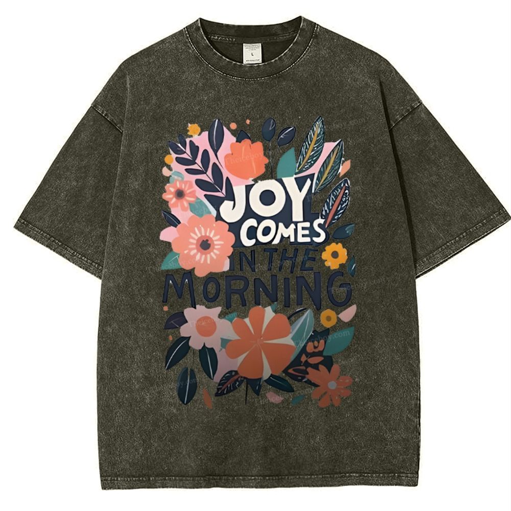 Joy Comes In The Morning Snowflake Vintage Washed T-Shirt