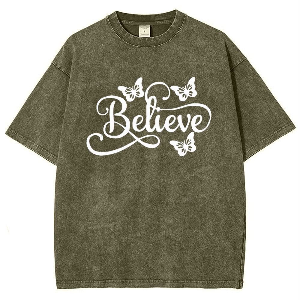 Believe Snowflake Vintage Washed T-Shirt