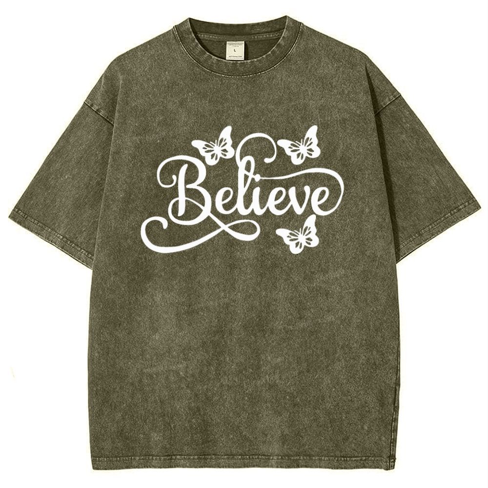 Believe Snowflake Vintage Washed T-Shirt