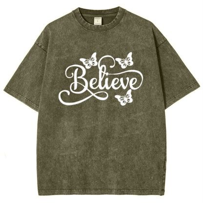 Believe Snowflake Vintage Washed T-Shirt