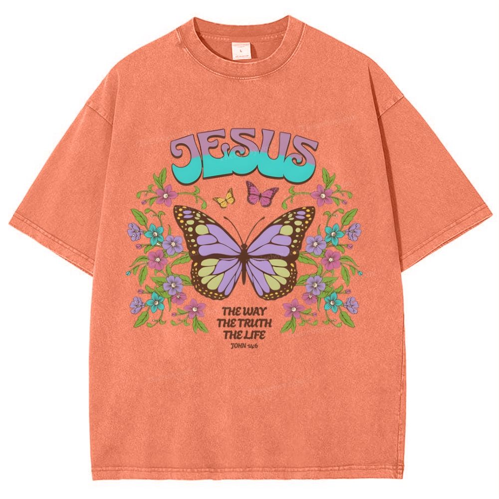 jesus butterfly Snowflake Vintage Washed T-Shirt