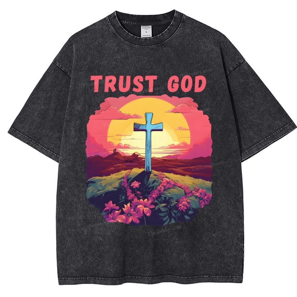 Trust God Snowflake Vintage Washed T-Shirt