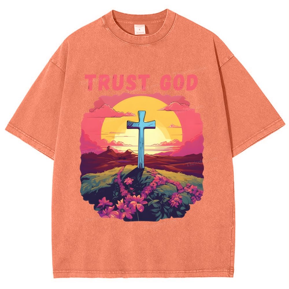 Trust God Snowflake Vintage Washed T-Shirt