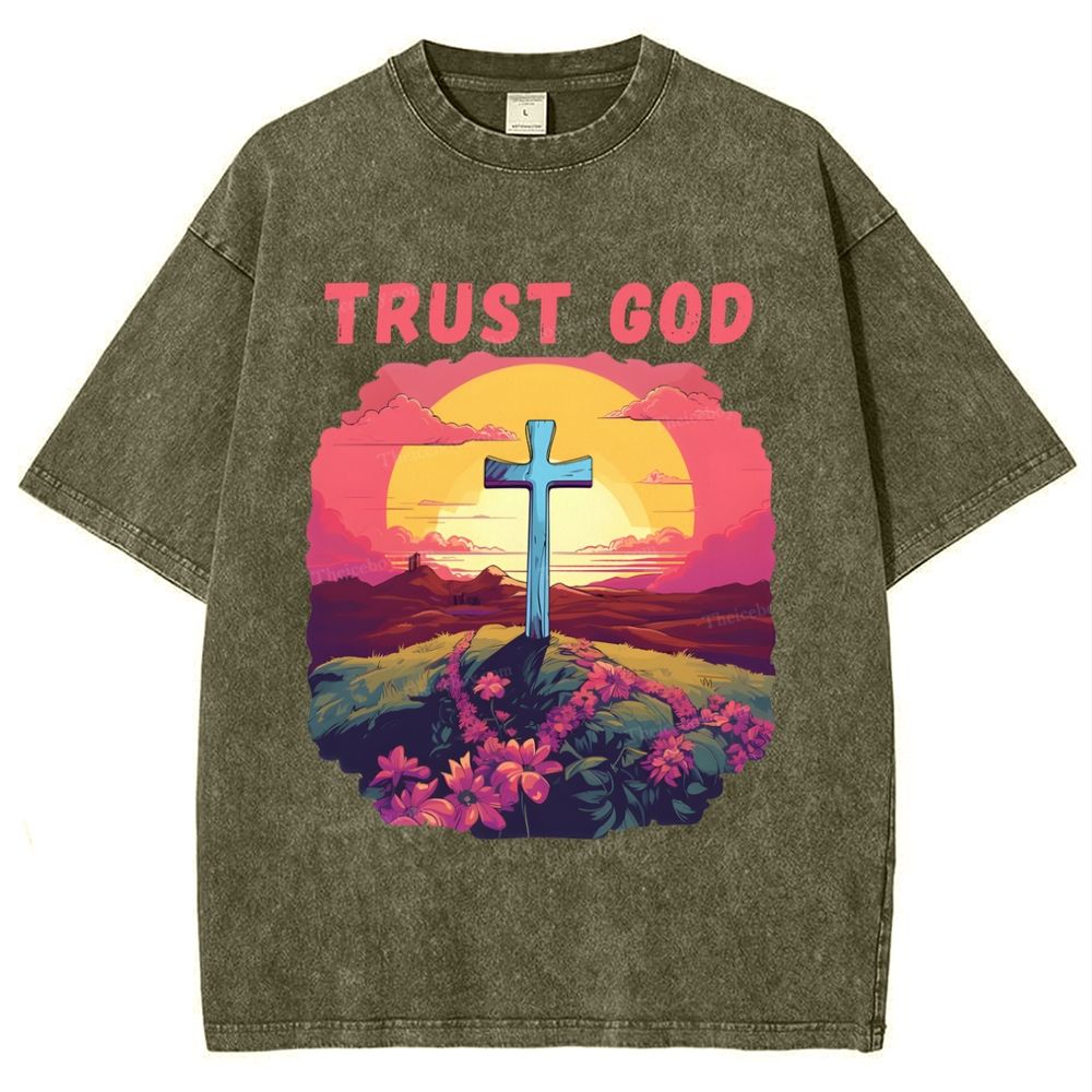 Trust God Snowflake Vintage Washed T-Shirt