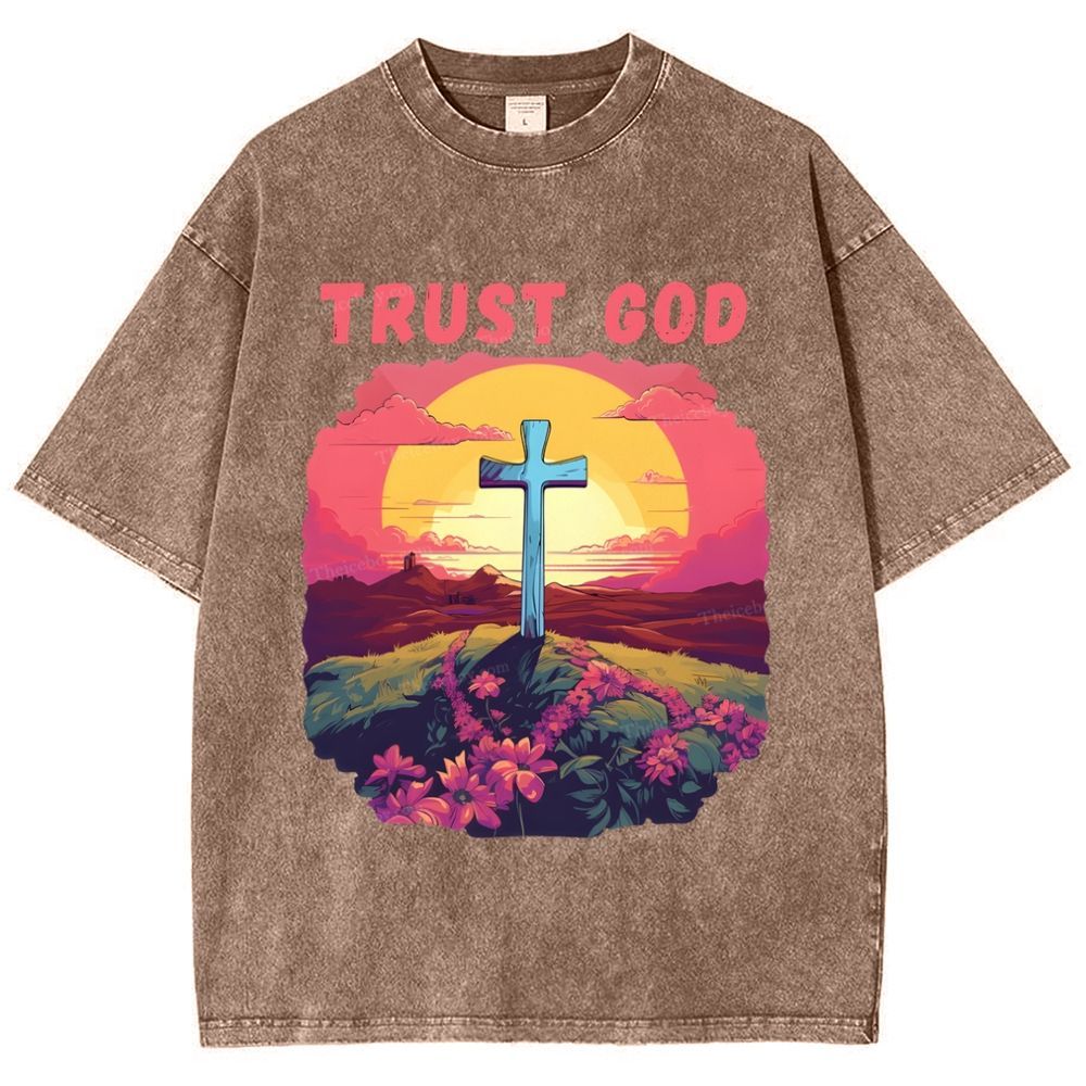 Trust God Snowflake Vintage Washed T-Shirt