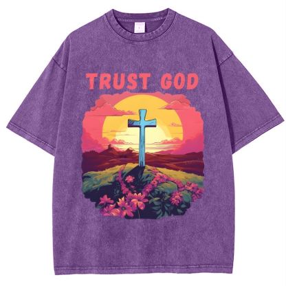 Trust God Snowflake Vintage Washed T-Shirt
