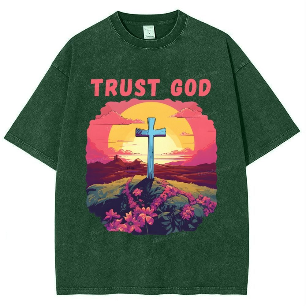 Trust God Snowflake Vintage Washed T-Shirt