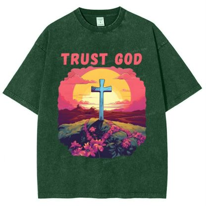 Trust God Snowflake Vintage Washed T-Shirt