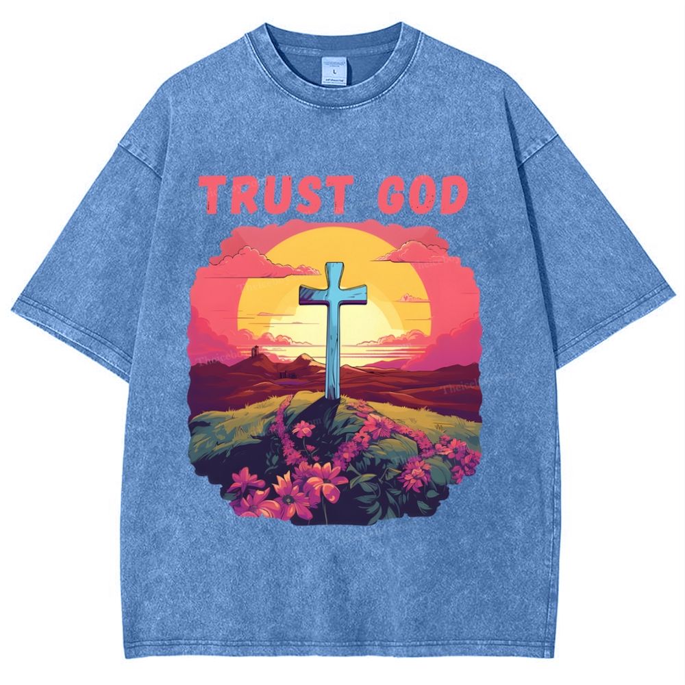 Trust God Snowflake Vintage Washed T-Shirt