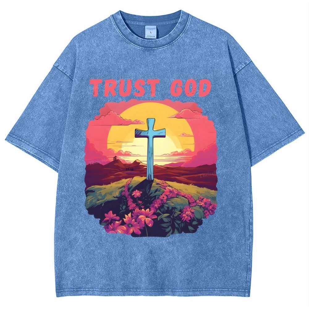 Trust God Snowflake Vintage Washed T-Shirt