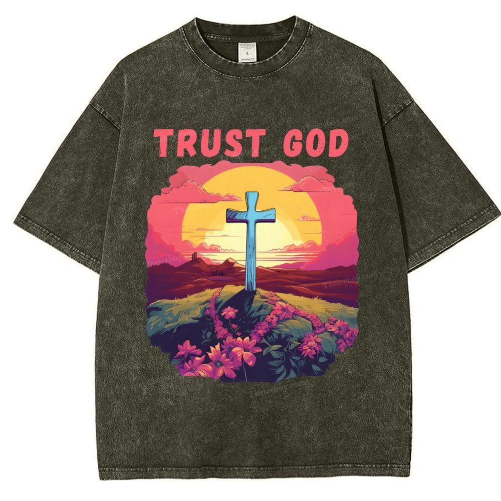 Trust God Snowflake Vintage Washed T-Shirt