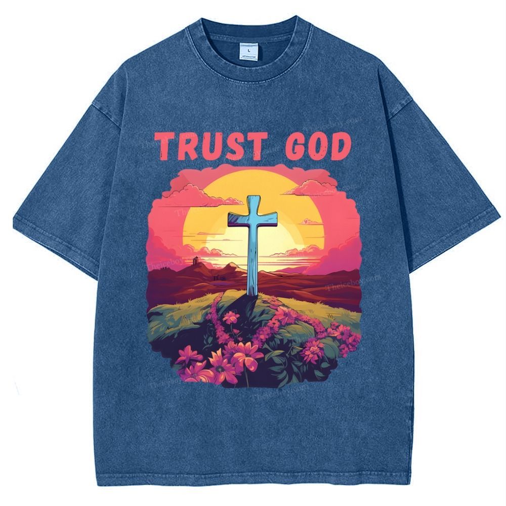 Trust God Snowflake Vintage Washed T-Shirt