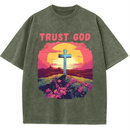 Trust God Snowflake Vintage Washed T-Shirt