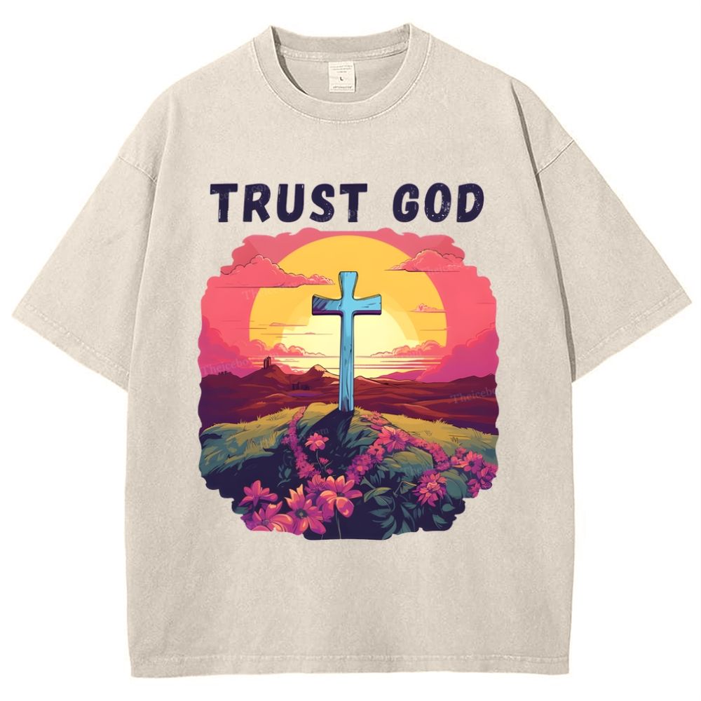 Trust God Snowflake Vintage Washed T-Shirt