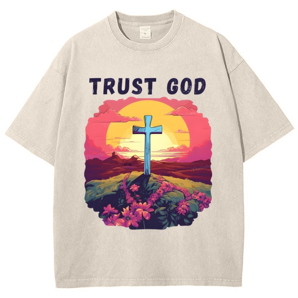 Trust God Snowflake Vintage Washed T-Shirt