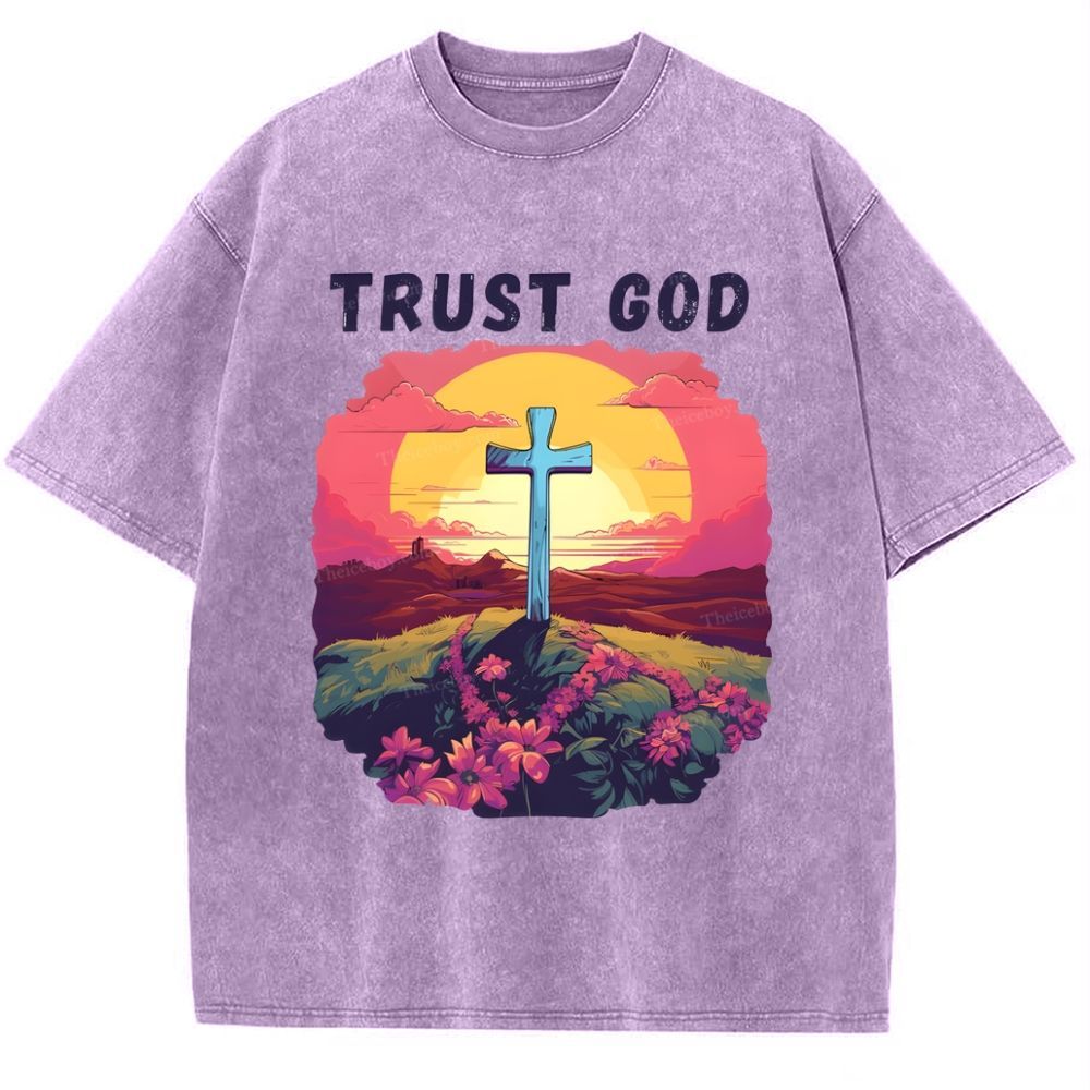 Trust God Snowflake Vintage Washed T-Shirt