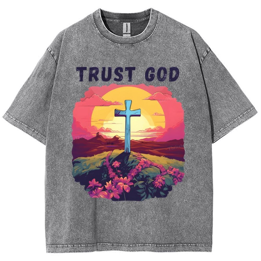 Trust God Snowflake Vintage Washed T-Shirt