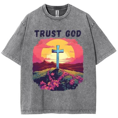 Trust God Snowflake Vintage Washed T-Shirt