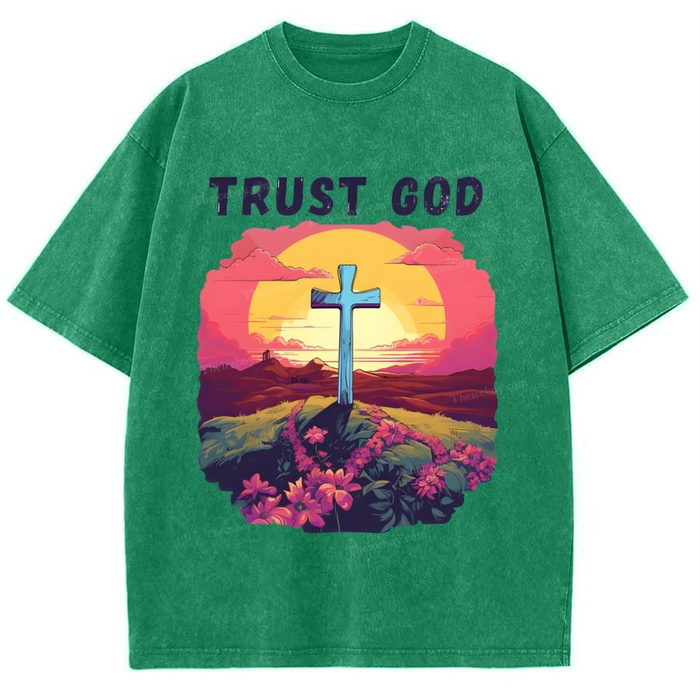 Trust God Snowflake Vintage Washed T-Shirt