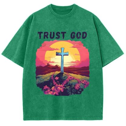 Trust God Snowflake Vintage Washed T-Shirt