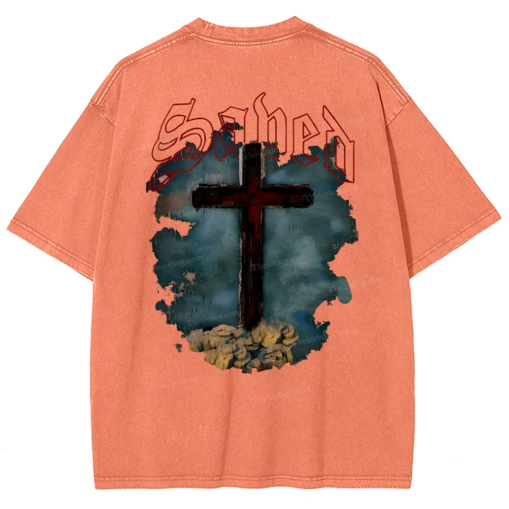 Jesus Cross Snowflake Vintage Washed T-Shirt
