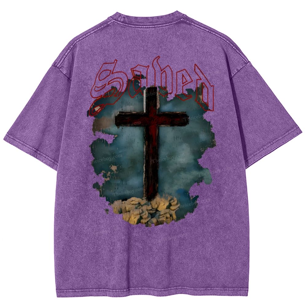 Jesus Cross Snowflake Vintage Washed T-Shirt