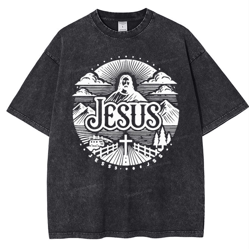 Jesus Mountain Snowflake Vintage Washed T-Shirt
