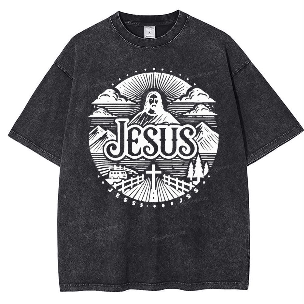 Jesus Mountain Snowflake Vintage Washed T-Shirt