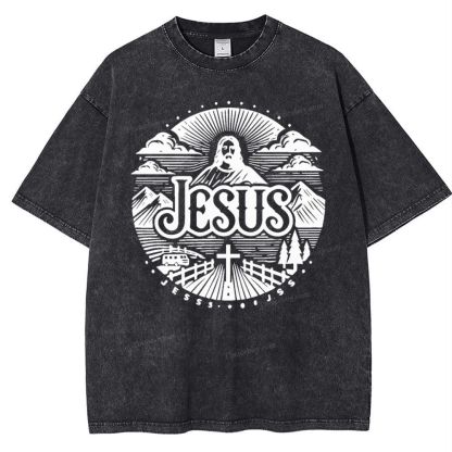 Jesus Mountain Snowflake Vintage Washed T-Shirt