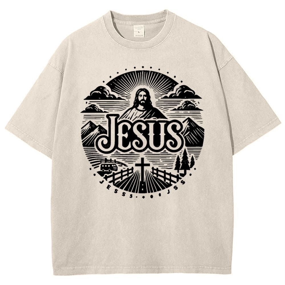 Jesus Mountain Snowflake Vintage Washed T-Shirt