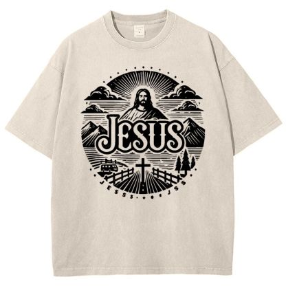 Jesus Mountain Snowflake Vintage Washed T-Shirt