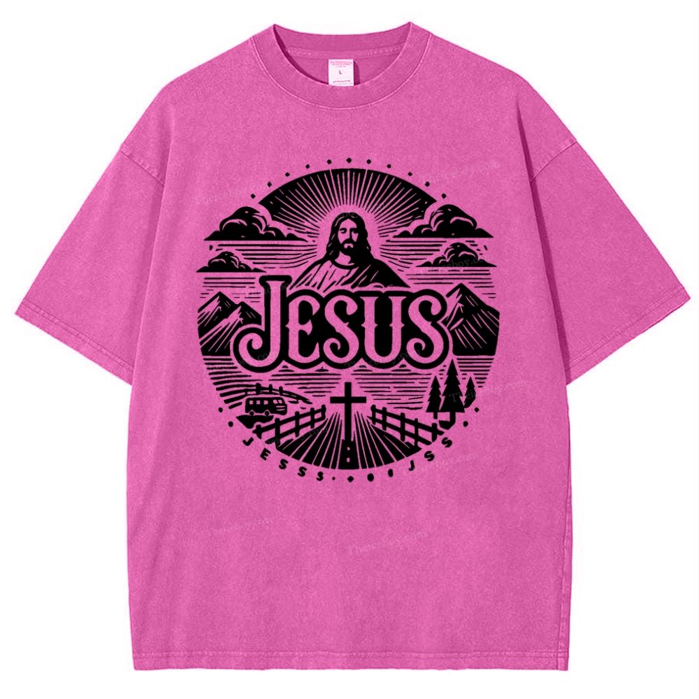 Jesus Mountain Snowflake Vintage Washed T-Shirt