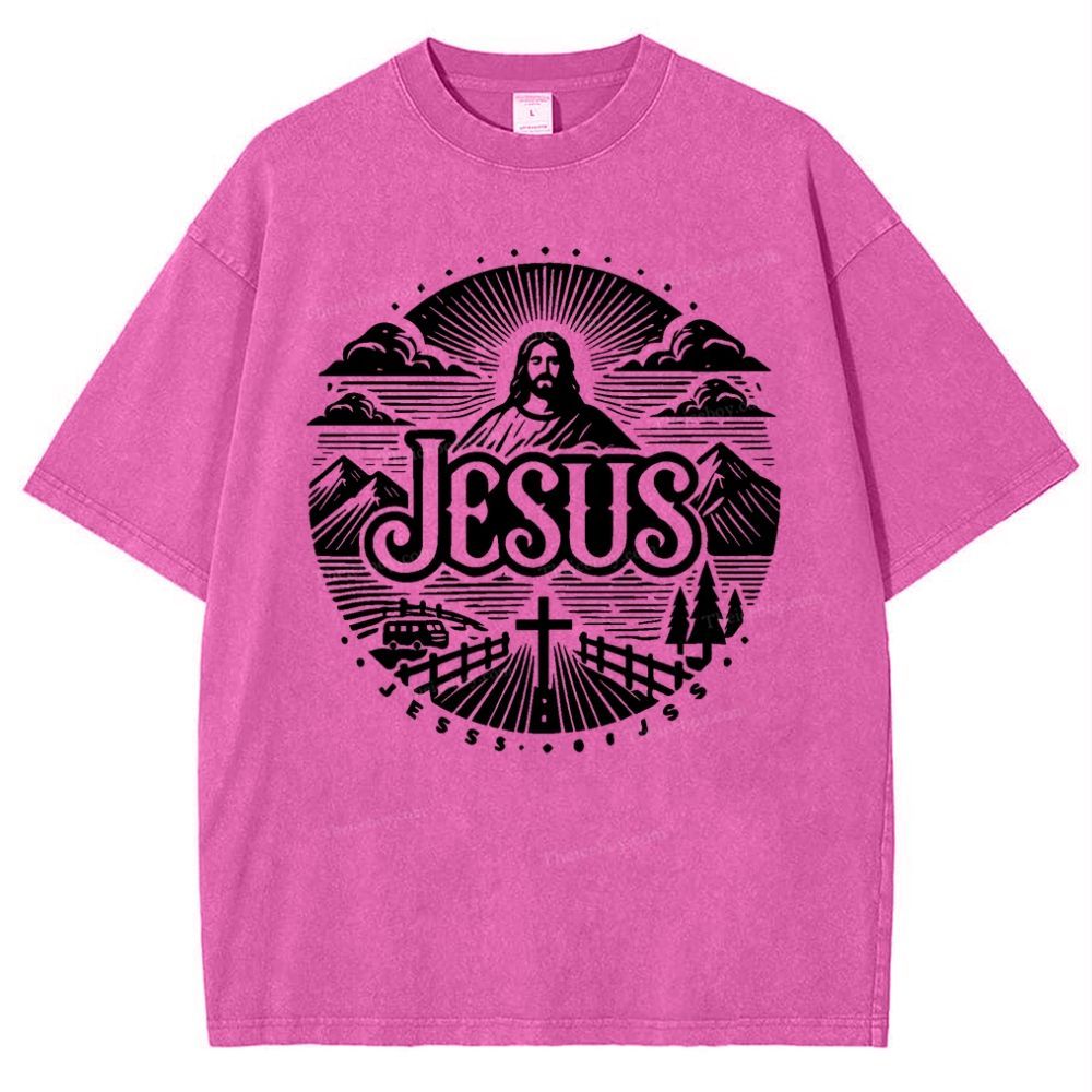Jesus Mountain Snowflake Vintage Washed T-Shirt