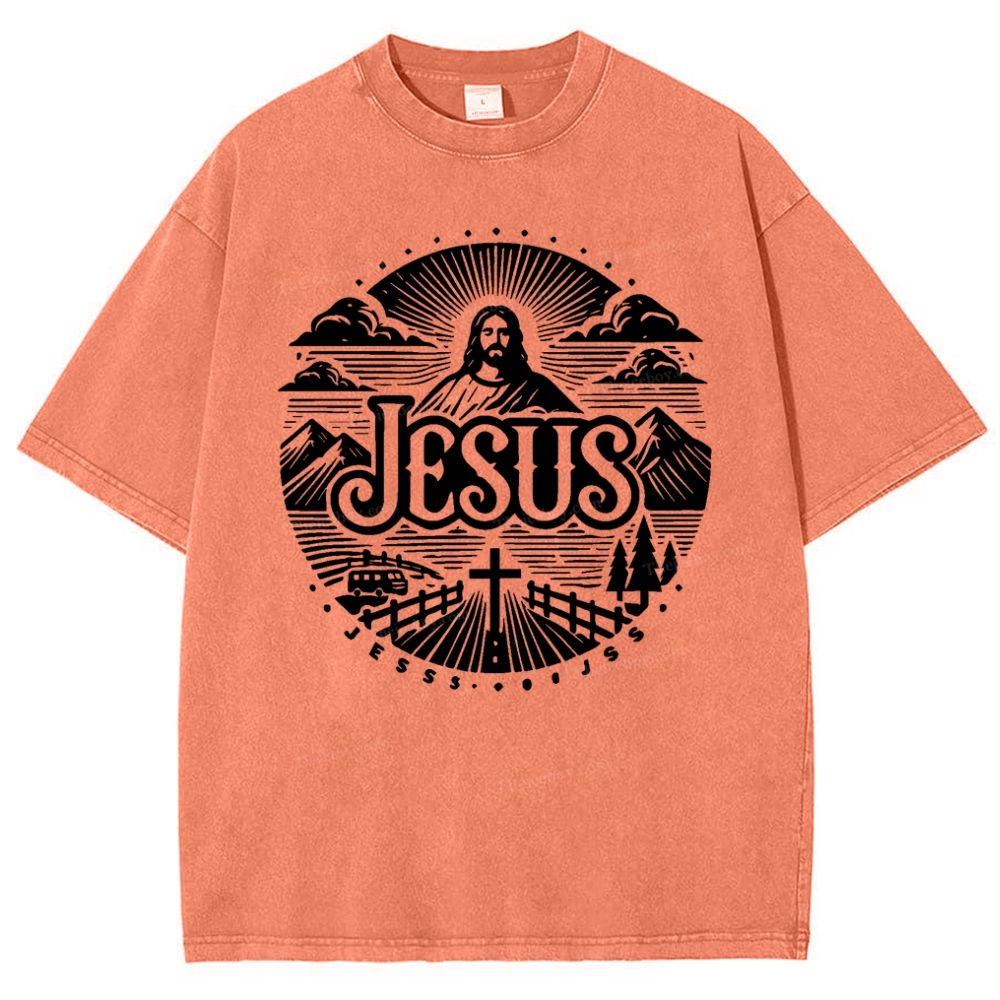 Jesus Mountain Snowflake Vintage Washed T-Shirt