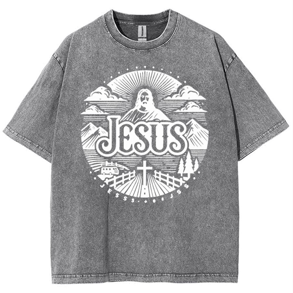 Jesus Mountain Snowflake Vintage Washed T-Shirt