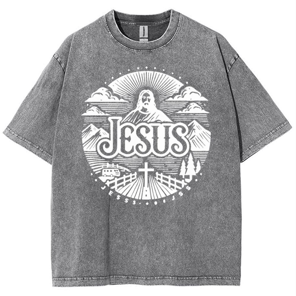 Jesus Mountain Snowflake Vintage Washed T-Shirt