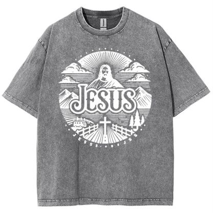 Jesus Mountain Snowflake Vintage Washed T-Shirt