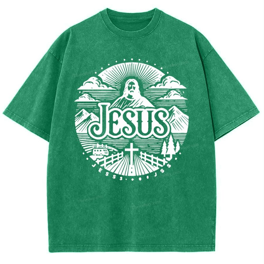 Jesus Mountain Snowflake Vintage Washed T-Shirt