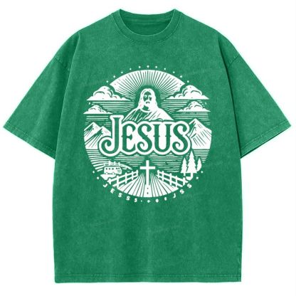 Jesus Mountain Snowflake Vintage Washed T-Shirt