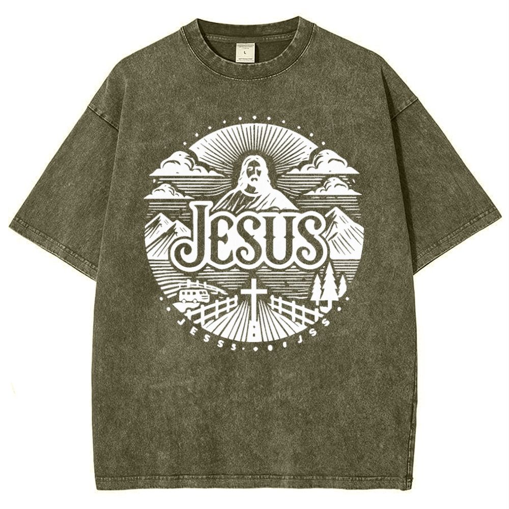 Jesus Mountain Snowflake Vintage Washed T-Shirt