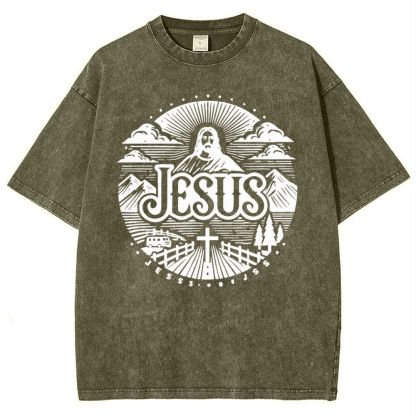 Jesus Mountain Snowflake Vintage Washed T-Shirt