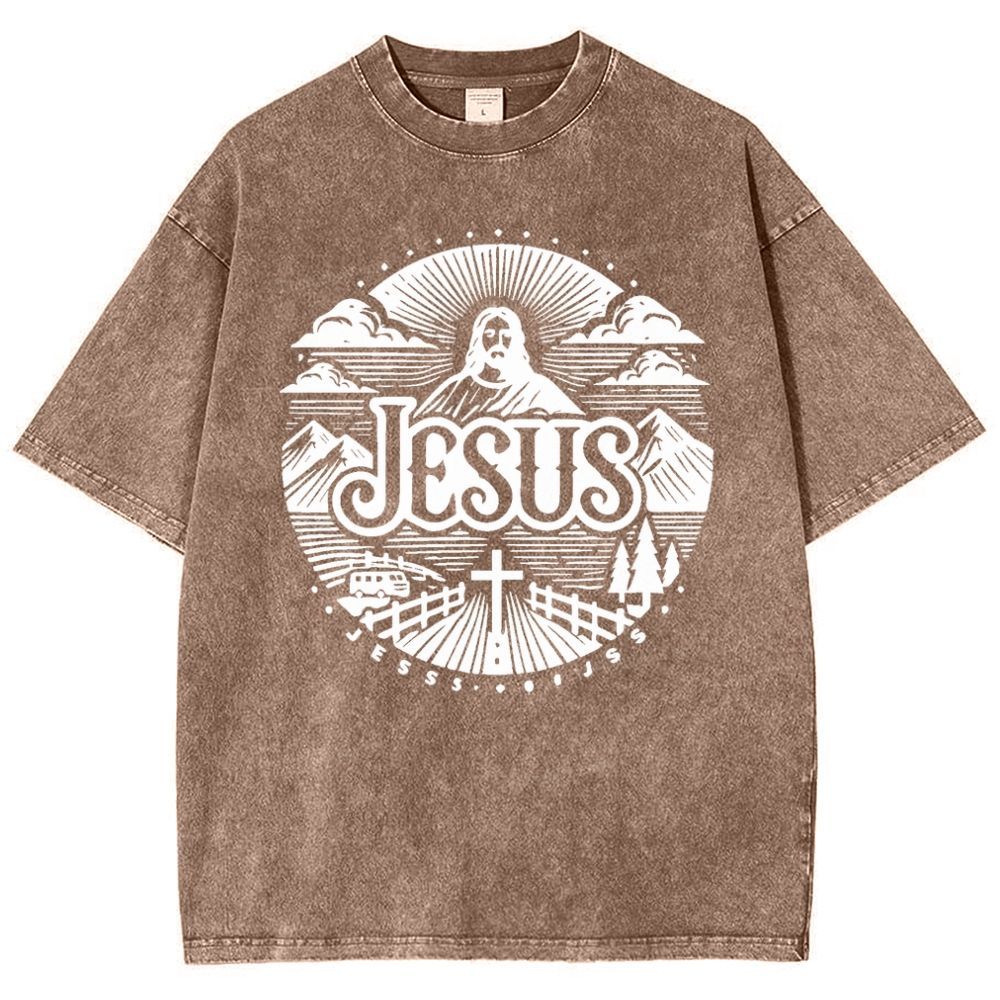 Jesus Mountain Snowflake Vintage Washed T-Shirt