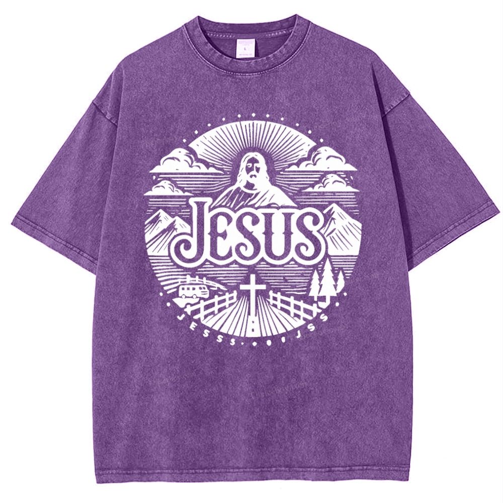 Jesus Mountain Snowflake Vintage Washed T-Shirt