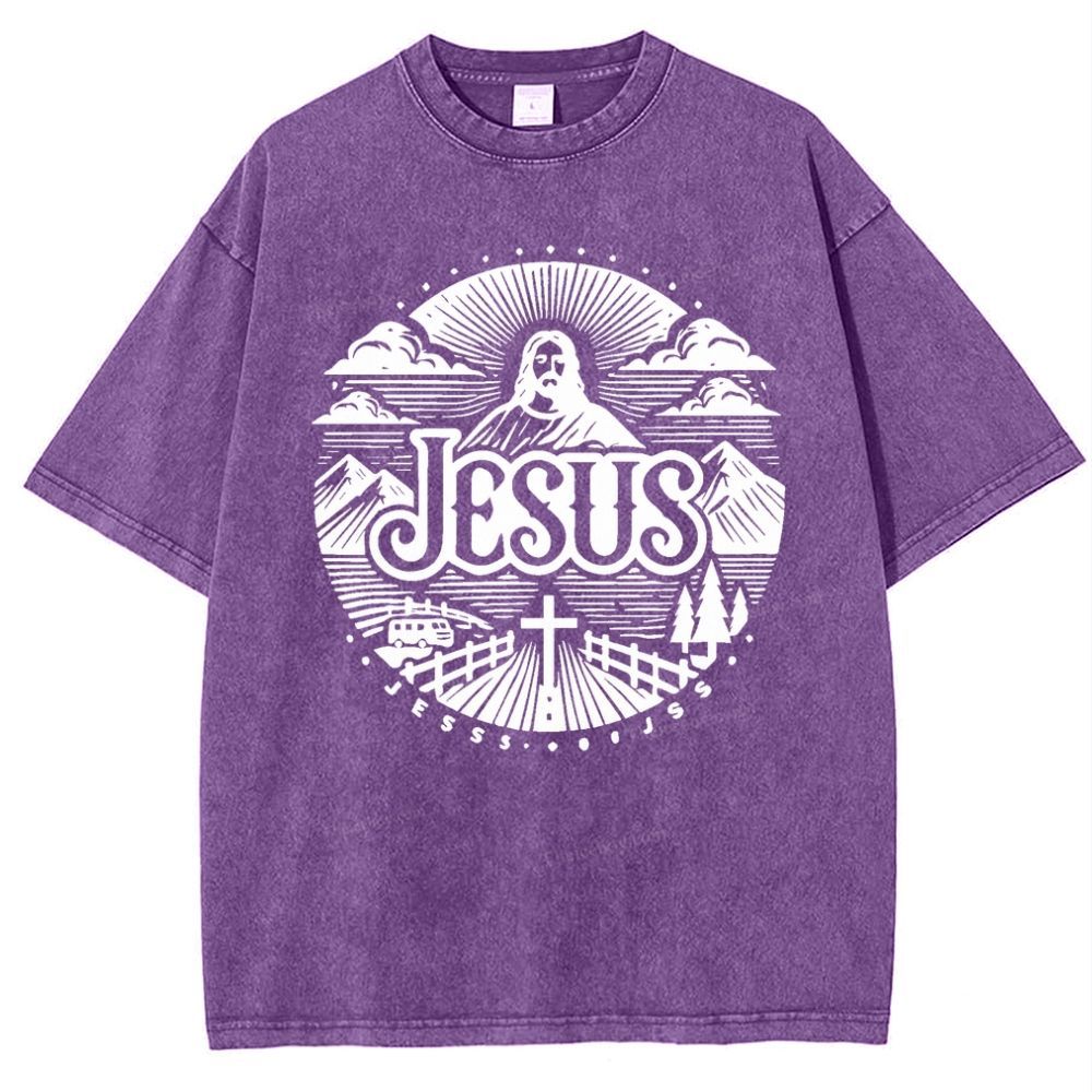 Jesus Mountain Snowflake Vintage Washed T-Shirt